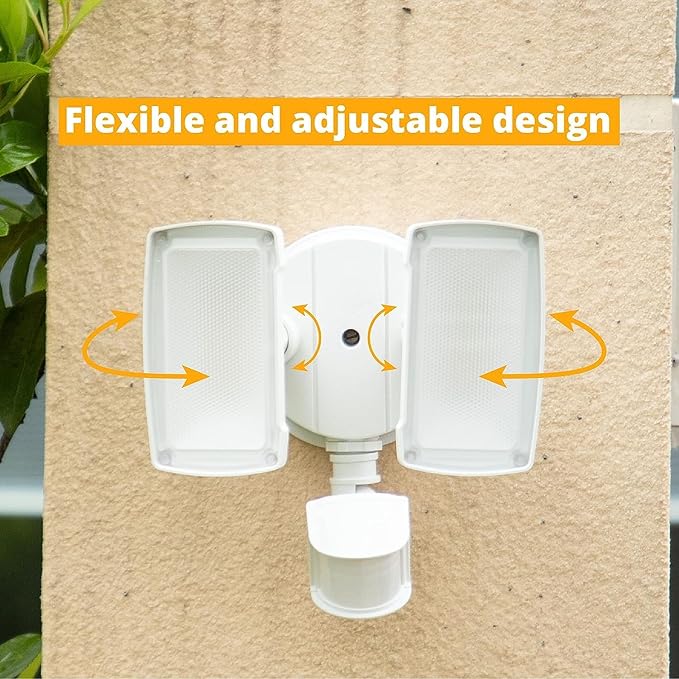 UME 2 Pack 19W LED Flood Light Motion Sensor Outdoor, 2 Adjustable Head - Image 5