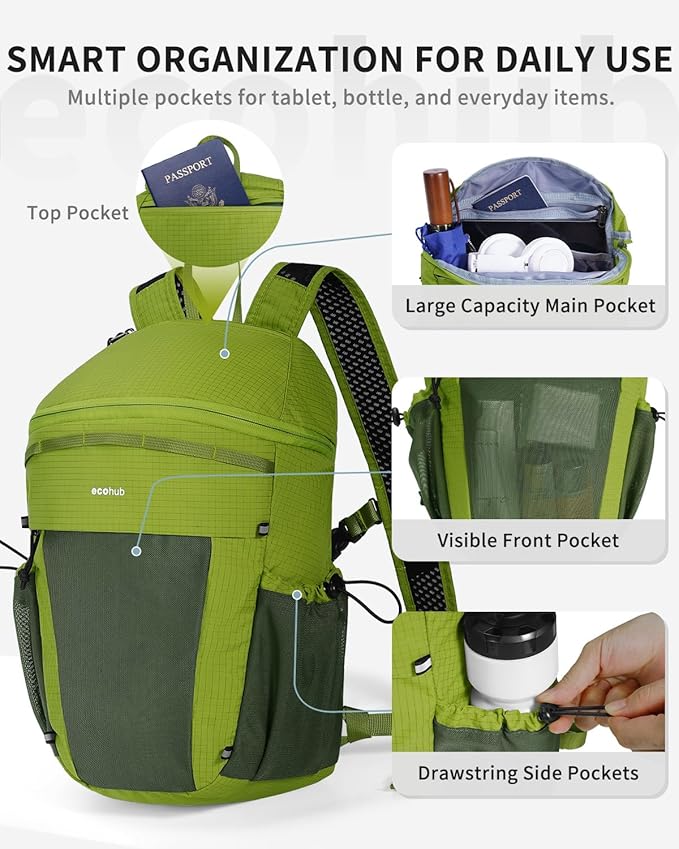 ECOHUB 15L Lightweight Casual Daypack, Packable Backpack - Image 4