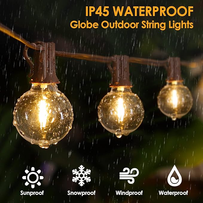 Mlambert 50Ft Outdoor String Lights, G40 Globe Patio Lights - Image 2