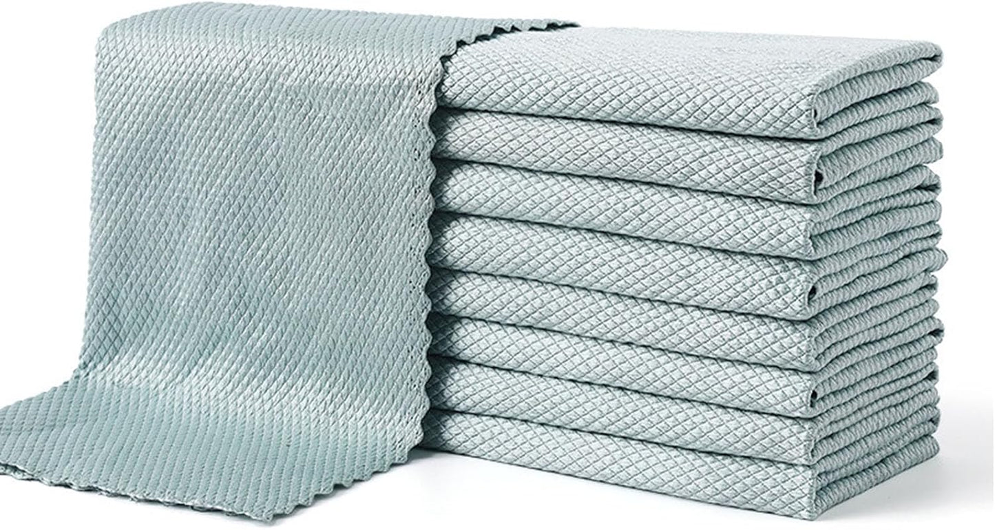 Microfiber Glass Cleaning Cloth, 10 Multi-Functional Reusable Lint Free Cloths,Stainless Steel Windshield Shower Window Cleaning Cloth, Suitable for Home, Kitchen and Auto,Glasses, Mirrors, Screens