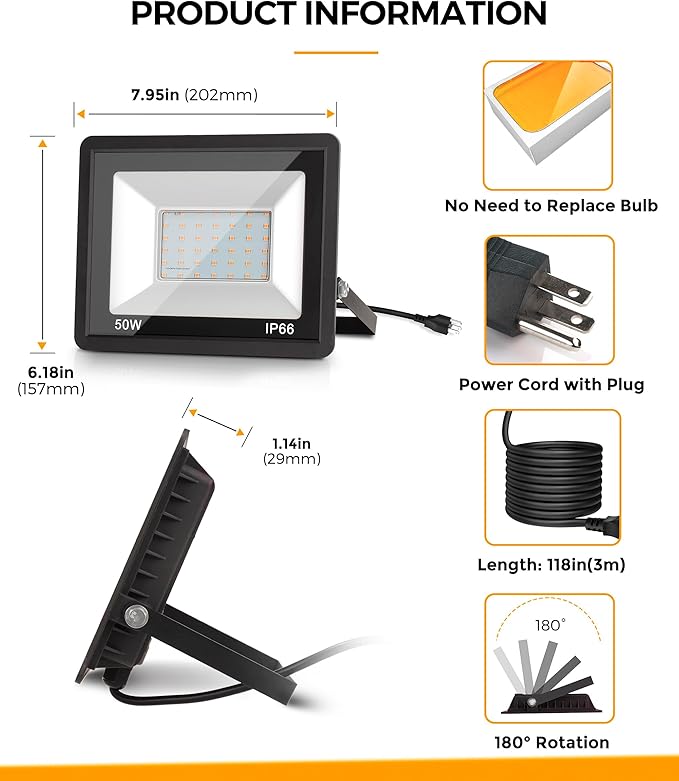 L LOHAS LED Orange and Purple Christmas Halloween Flood Light Outdoor, 2 Pack - Image 7