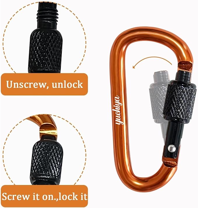 YUCHIYA 8 Pack D-Shape Carabiner Clasp - Image 3