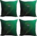 Ambesonne Peacock Decorative Throw Pillow Case Pack of 4, Peacock Feather by Ambesonne