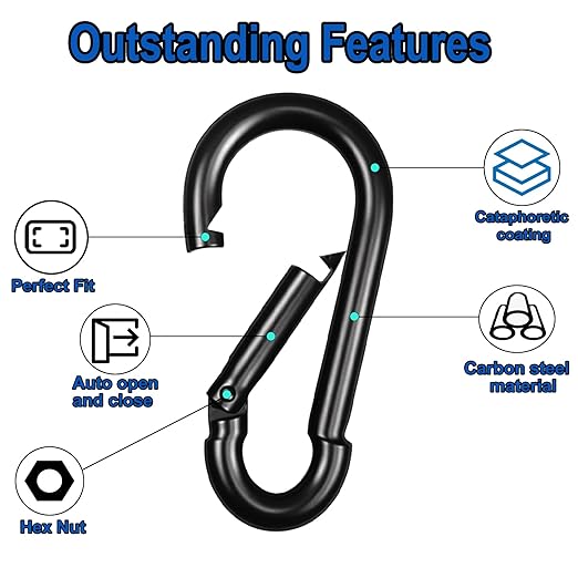 40PCS M5 Heavy Duty Carabiner Clip, 2Inch Snap Hook Quick Link Small Carabiner - Image 3