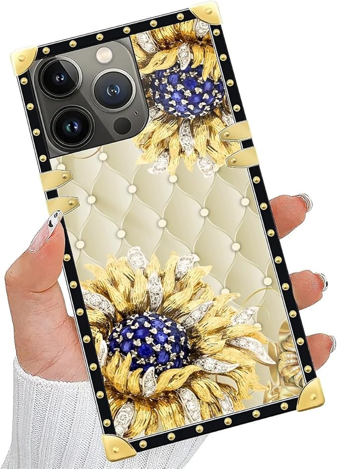 Compatible with iPhone 15 Pro Max Case, Sunflower Diamonds Leather Luxury - Image 5