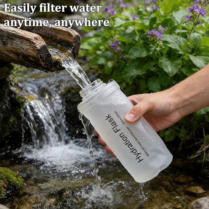 GUYI 500ml Collapsible Water Filter Bottle, Removes Impurities, BPA Free - Image 6