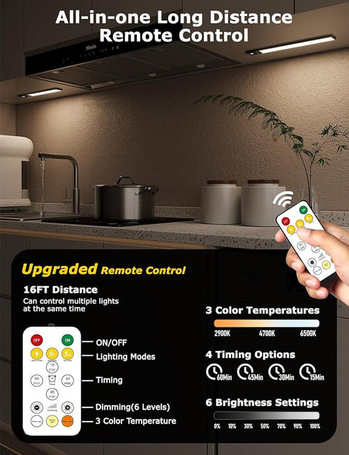 12" Ultra-Thin Under Cabinet Lighting Cordless, Aluminum Alloy Under Counter - Image 2