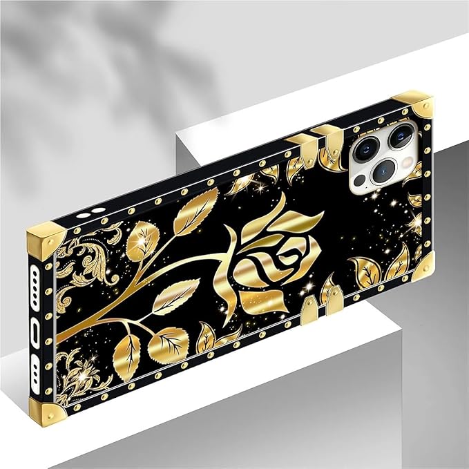 Compatible with iPhone 12 Pro Max Case, Shine Gold Rose Luxury Golden Decoration - Image 4