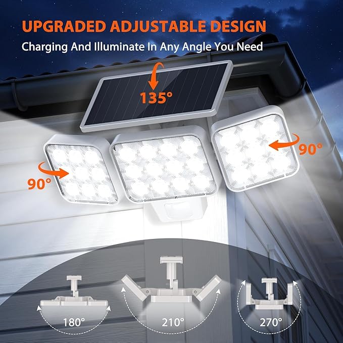 WdtPro Motion Sensor Outdoor Lights 3 Pack, 3500LM Bright Solar Lights Outdoor - Image 3