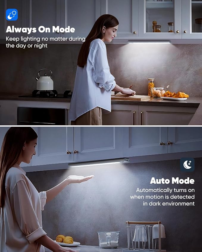 VerRon 14in Under Cabinet Lighting, 3200mAh Rechargeable Battery Powered Closet - Image 4