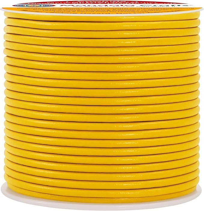 Mandala Crafts Round Genuine Mustard Yellow Leather Cord - Image 2