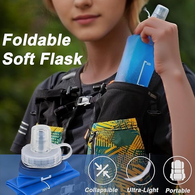 2 Pack Collapsible Water Bottle 500ml – BPA-Free Foldable Soft Flask - Image 2