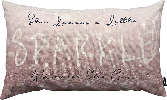 TKS MITLAN Sparkle Pillow Covers 12x20 Inch Glitter Pink She Leaves A Little by TKS+MITLAN