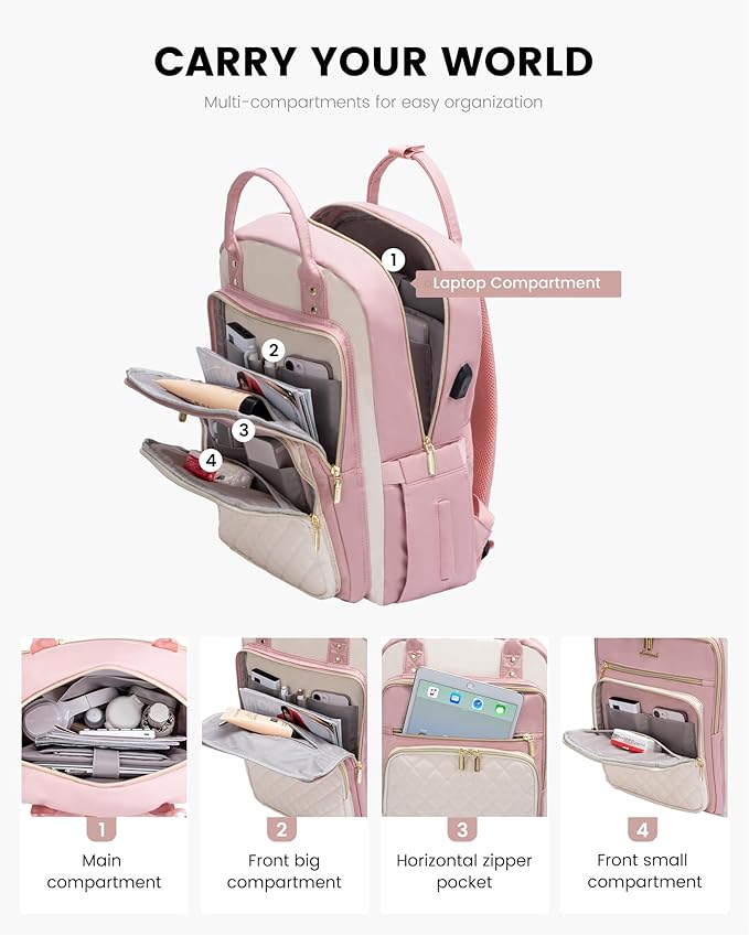 LOVEVOOK Laptop Backpack Purse for Women, 15.6" Laptop Bag for Travel - Image 3