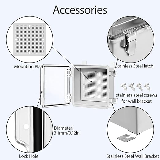 LeMotech Electrical Box, IP67 Waterproof Hinged Clear Cover Stainless Steel - Image 4