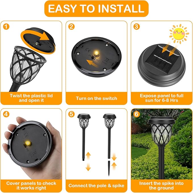Solar Lights Outdoor 8 Pack Solar Garden Lights Waterproof IP65 Solar Landscape - Image 3
