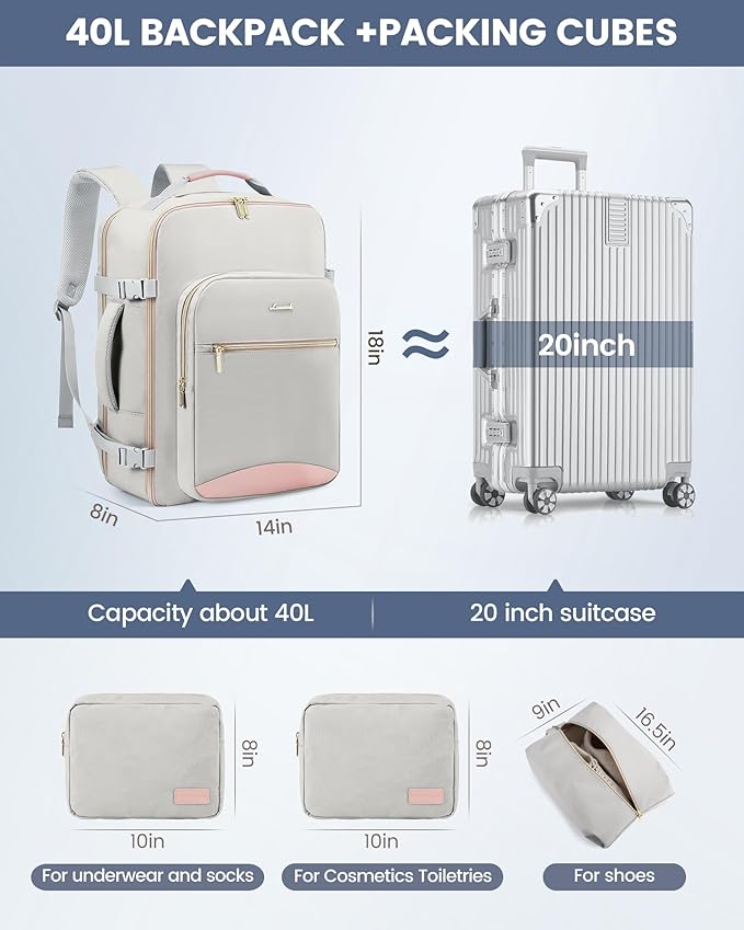 LOVEVOOK Travel Backpack for Women & Men 40L, Airline Approved Carry On - Image 7