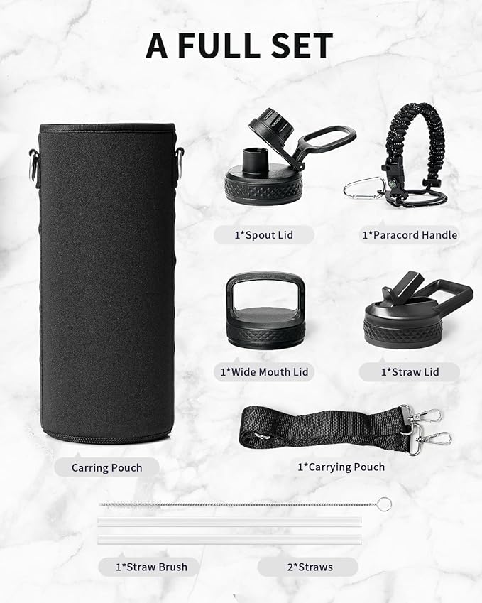 Trebo Water Bottle 40oz with Paracord Handle, Half Gallon Large Vacuum Triple - Image 7