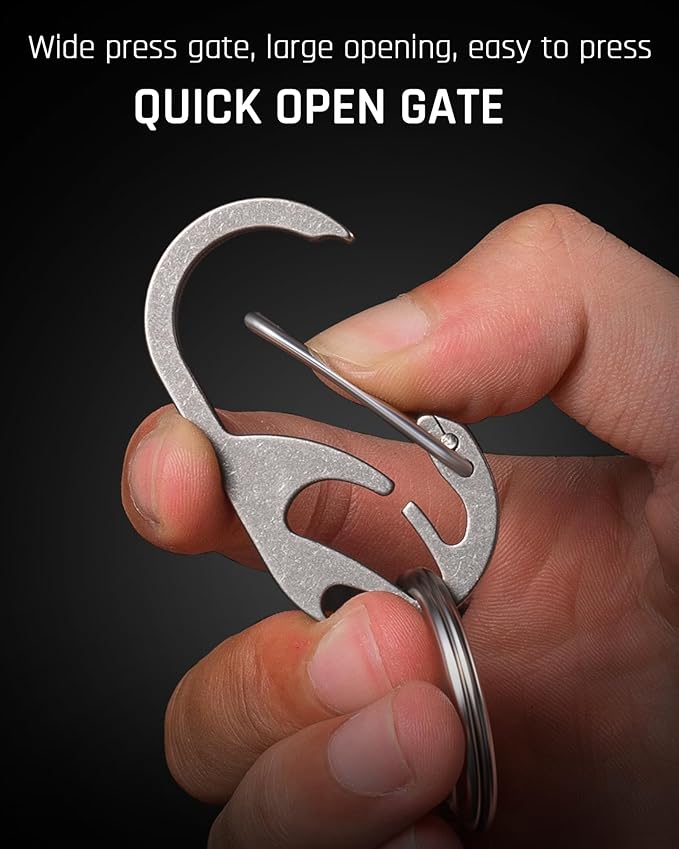 TISUR Titanium Carabiner Keychain Clip, Anti-Lost Key Ring Holder, Self-Locking - Image 8