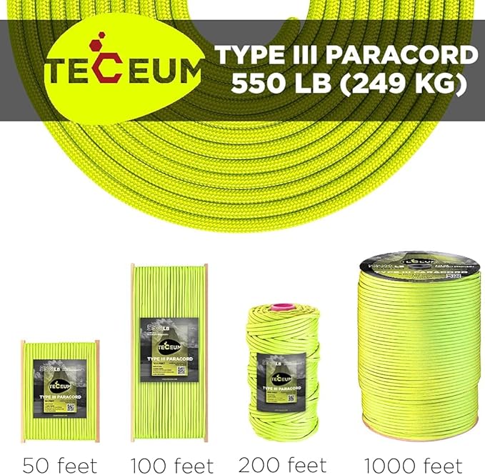 TECEUM 5/32" Paracord Rope 1000 – 1000ft / 200ft / 100ft / 50ft – Tactical - Image 9