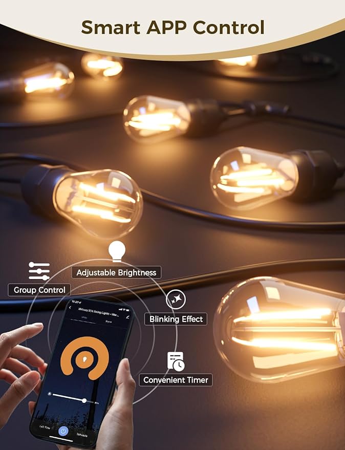 XMCOSY+ Smart Outdoor String Lights, 123Ft LED Patio Lights Waterproof IP65 - Image 2