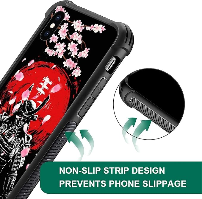 for iPhone Xs Max Case, Sakura Japanese Samurai Pattern Graphic Design Girl Boy - Image 7