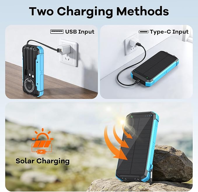 ERRBBIC Solar Charger Power Bank 20000mAh, Portable Wireless Charger, 15W Fast - Image 8