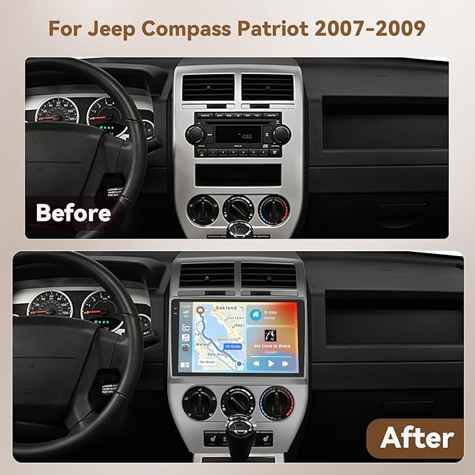 Android 15 Car Stereo for Jeep Compass Patriot 2006 2007 2008 2009, Hikity 10'' - Image 2