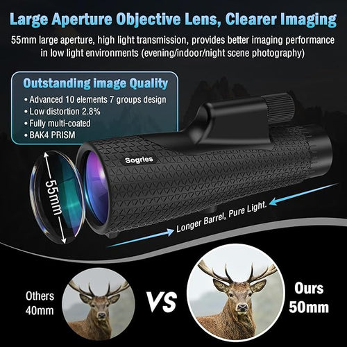 15×55 Monocular Telescope, HD High Powered - Image 2