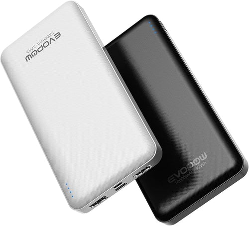 2 Pack Portable Charger, Slimmer 10000mAh Power Bank, USB C in&Out Fast by EVOPOW