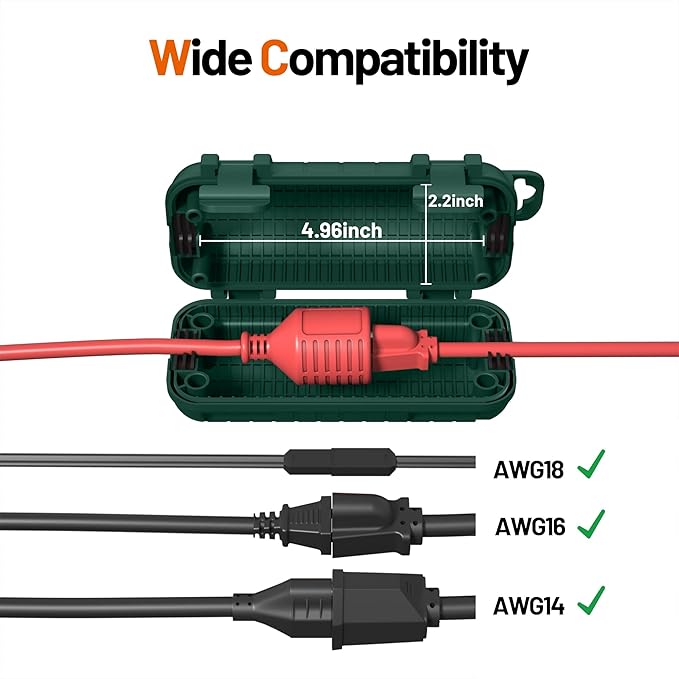 Extension Cord Cover Outdoor, IP54 Water-Resistant Power Cord Protector - Image 3