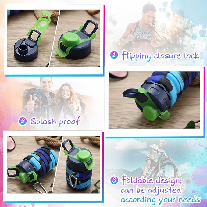 CHENGU 5 Pcs Collapsible Water Bottles 16 oz Portable Foldable Water Bottles - Image 3