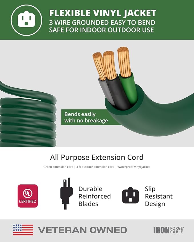 Iron Forge Cable 2 Pack Weatherproof 3 Ft Outdoor Extension Cord - Image 6