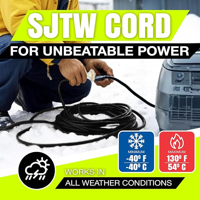 50ft Outdoor/Indoor Extension Cord 3-Outlet 12/3 Gauge Extra Heavy Duty 3 Prong - Image 8
