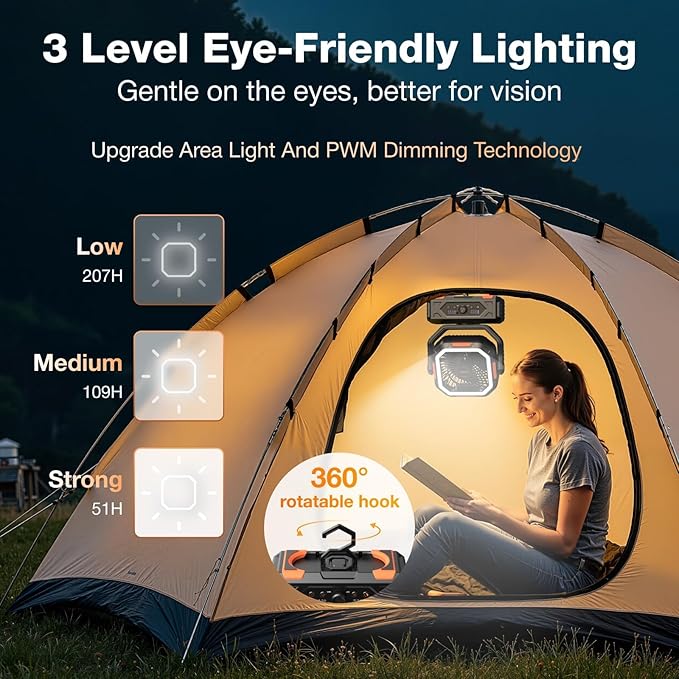 OGERY Camping Fan, Portable Fan Rechargeable - Image 9