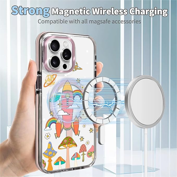 Case for iPhone 15 Pro, Spaceship Mushroom Phone Case Design，for Women Girls - Image 4