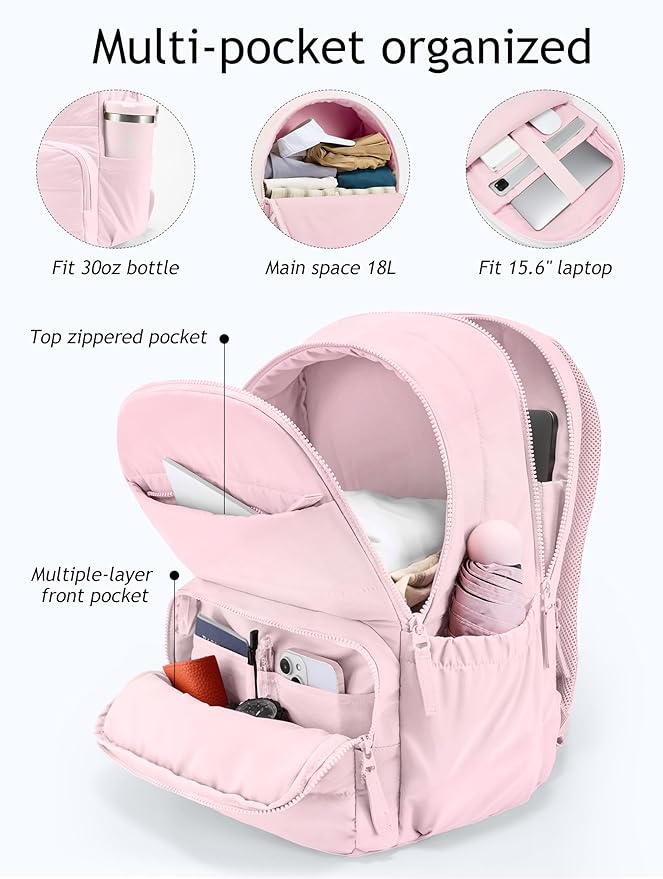 Uselike Travel Backpack for Women, 15.6 Inch Laptop Backpack, Quilted College - Image 2