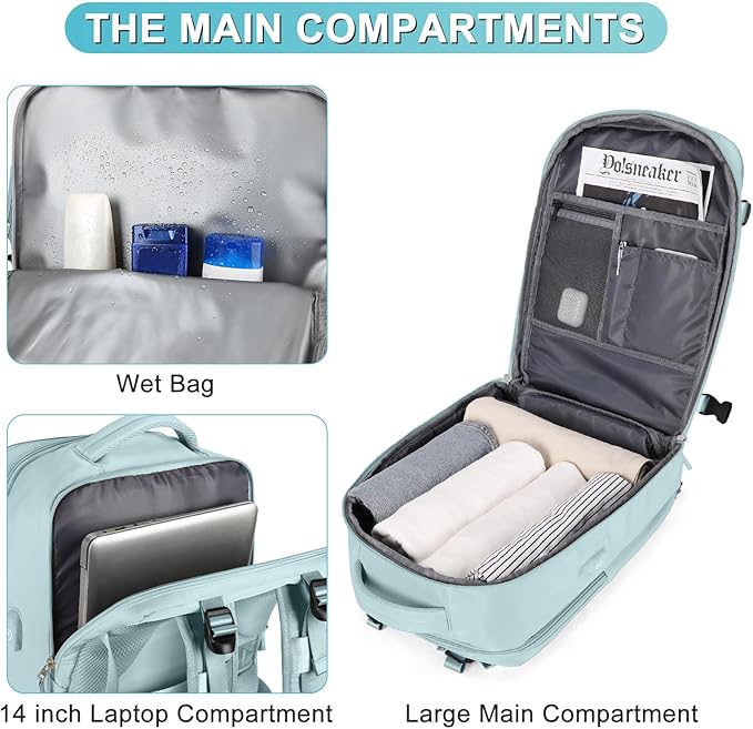 coofay Large Personal Item Travel Backpack - Image 4