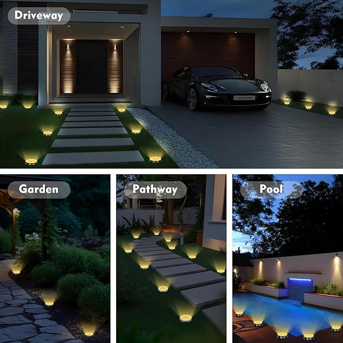 Solar Ground Lights Outdoor, 8 Pack Solar Lights Outdoor Waterproof, Mini Flat - Image 7