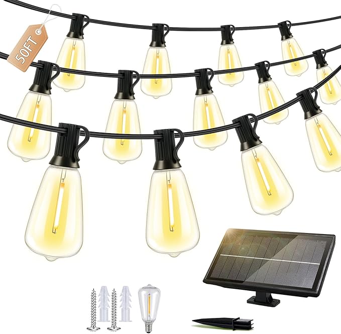Outdoor Solar String Lights Waterproof: ST38 50ft Shatterproof Patio Lights by Unknown
