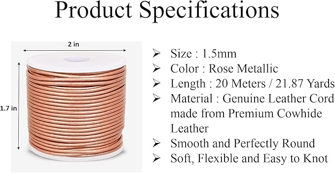 GENIQUE Real/Genuine Round Leather String Cord - Image 3