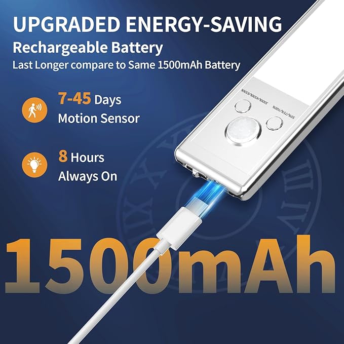 Under Cabinet Lights, 76 LED Operated Motion Sensor Light Indoor, 1500mAh USB - Image 4
