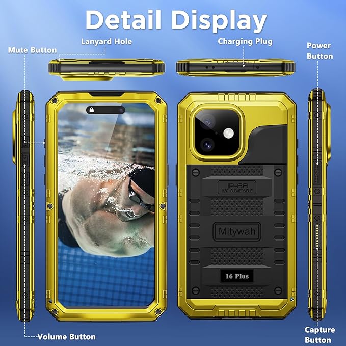 Mitywah Waterproof Case for iPhone 16 Plus, Shockproof Heavy Duty Case - Image 8