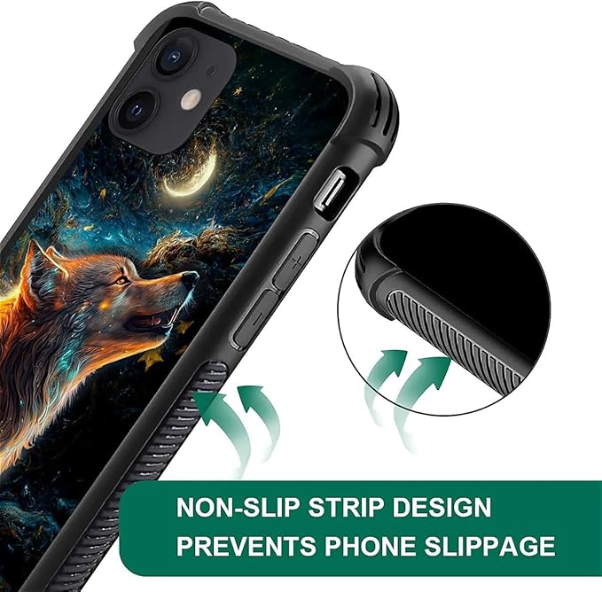 for iPhone 11 Case, Star Cave Hungry Wolf Pattern Graphic Design Girl Boy Soft - Image 2