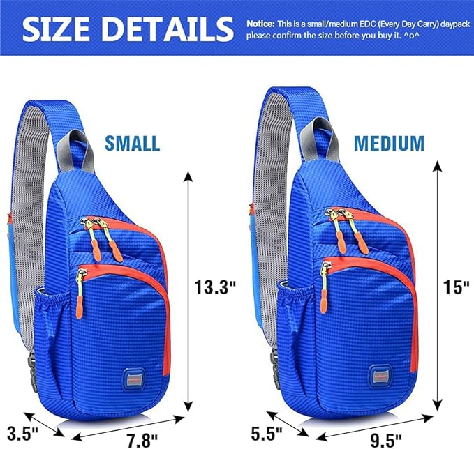 Peicees Small Sling Backpack Waterproof Unisex Shoulder Bag Chest Crossbody - Image 2