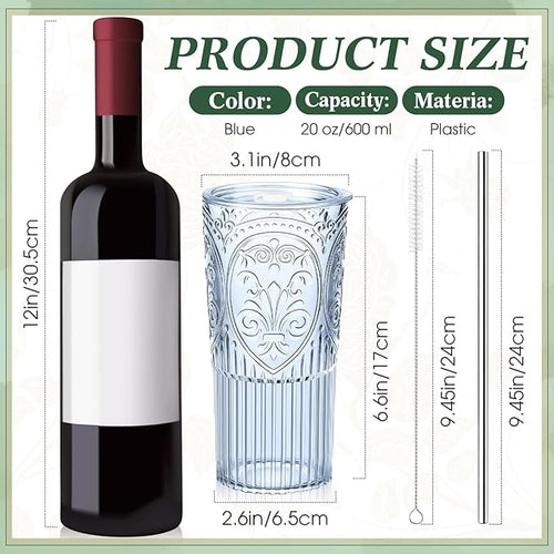 8 Set 20oz Vintage Plastic Tumbler - Image 2