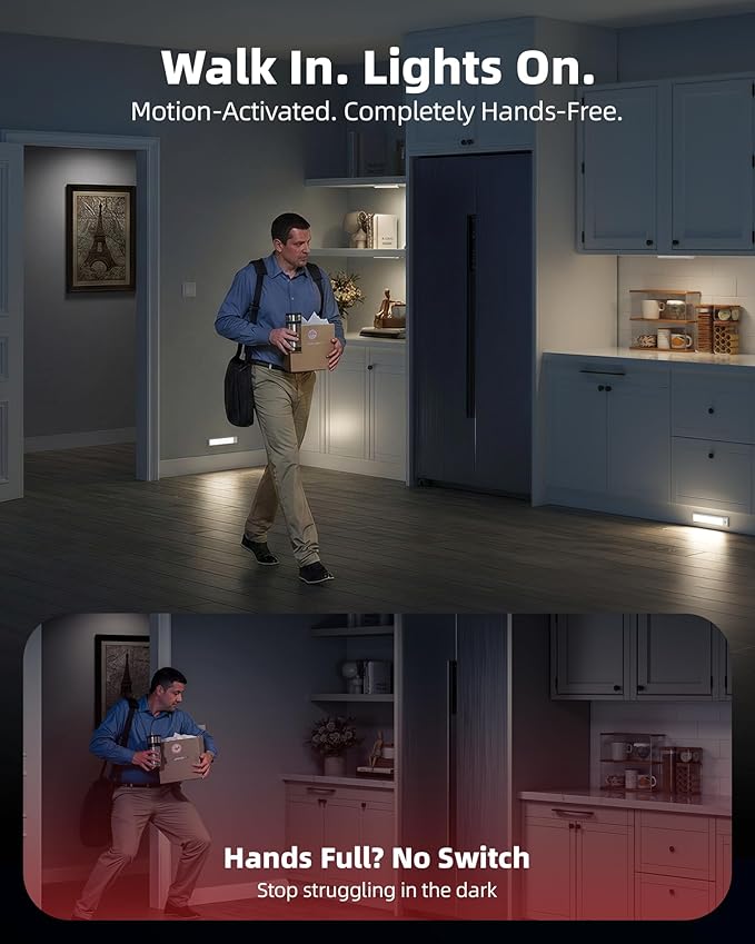6-Pack Under Cabinet Lighting Wireless, 1800mAh Rechargeable Motion Sensor - Image 6