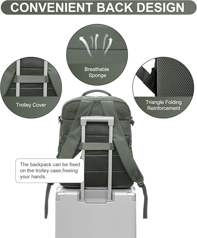 WONHOX Large Travel Backpack Carry on Flight Approved Laptop Work Business - Image 5