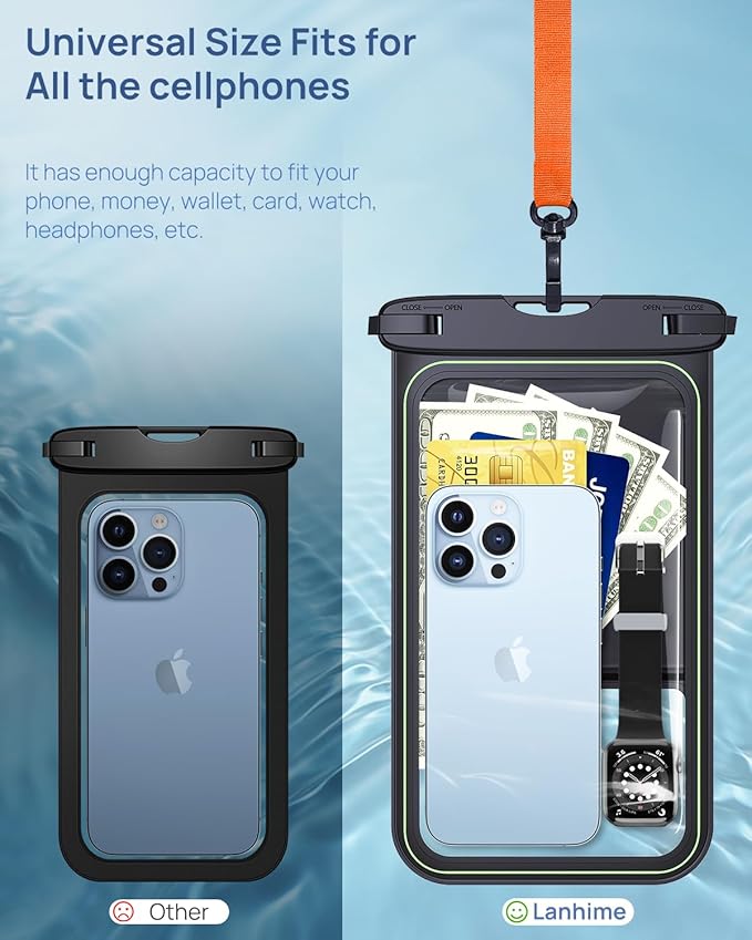 Lanhiem 10.5" Large Floating IP68 Waterproof Phone Pouch, Universal IPX8 Dry - Image 2