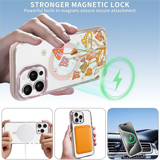 Case for iPhone 15 Pro Max, Retro Mushroom Sunflower Phone Case Design，for - Image 3